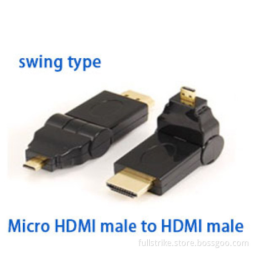 Swing Type Gold Plated Micro HDMI Male to HDMI Male Adaptor